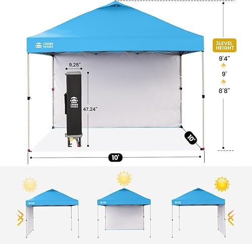 Miniatura 62 de CROWN SHADES - Toldo desplegable de 10 x 10 pies con 1 pared lateral, tienda de campaña de playa que se arma con solo presionar un botón, glorieta