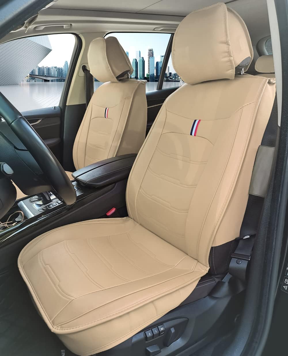 Car Seat Covers for Lexus RX 330 2004-20006 Front Pair Beige PU Leather Seat Protection Cushions Airbag Compatible MH51 Type Waterproof