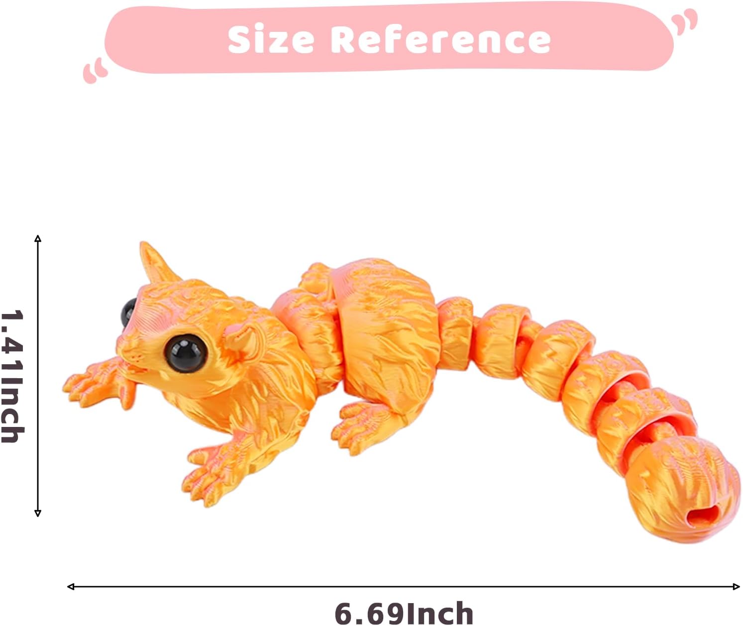 3D Printing Flying Mouse Model,Articulated Fidget 3D Printed Animals,Cute Printed Toy,Creative Desktop Pet Decoration Sculpture Gift for Easter Basket Halloween Essentials (Silk Pink-Gold)