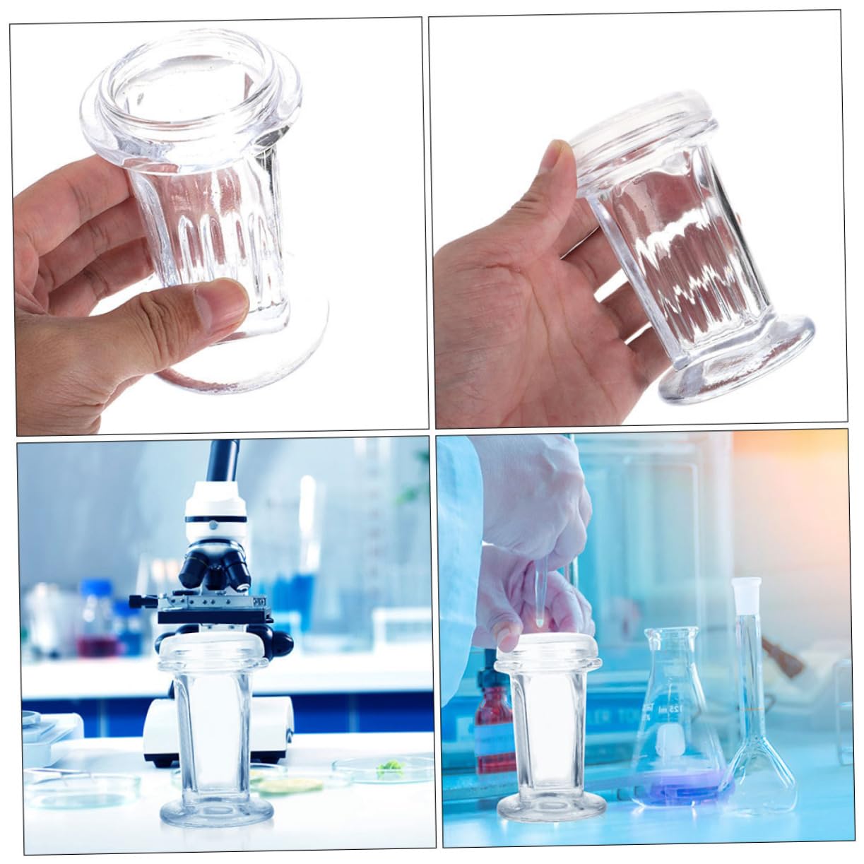 KICHOUSE 3piezas Frasco De Vidrio Para Tinción Con Tapa Transparente Resistente Al Calor Para Almacenamiento De Laboratorio Para Experimentos Científicos y Patología