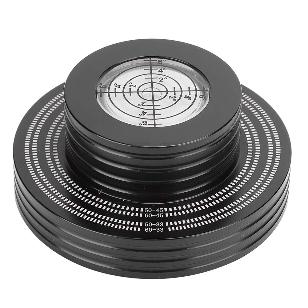 Estabilizador de Peso récord LP, Abrazadera de Disco Giratorio con gradiente de Alta precisión, estabilizador Totalmente de Aluminio para Discos de 33 rpm/45 RPM, Almohadilla de (Negra)