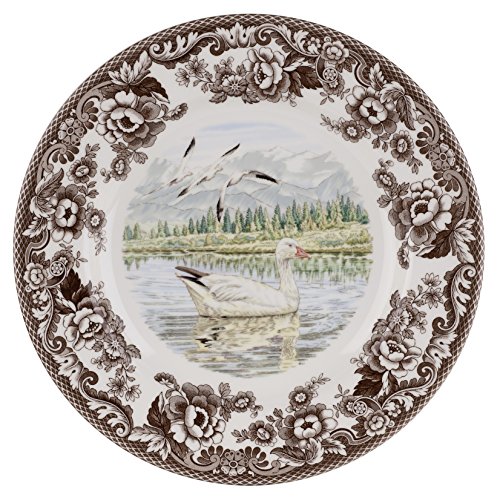Spode Woodland Snow Goose Dinner Plate - 10.5 Inch Fine Earthenware with British Flowers Border, Microwave, Freezer, Dishwasher & Warm Oven Safe - Hunting-Themed Thanksgiving Plate, Made in England Spode Woodland Snow Goose Dinner Plate - 10.5 Inch Fine Earthenware with British Flowers Border, Microwave, Freezer, Dishwasher & Warm Oven Safe - Hunting-Themed Thanksgiving Plate, Made in England
