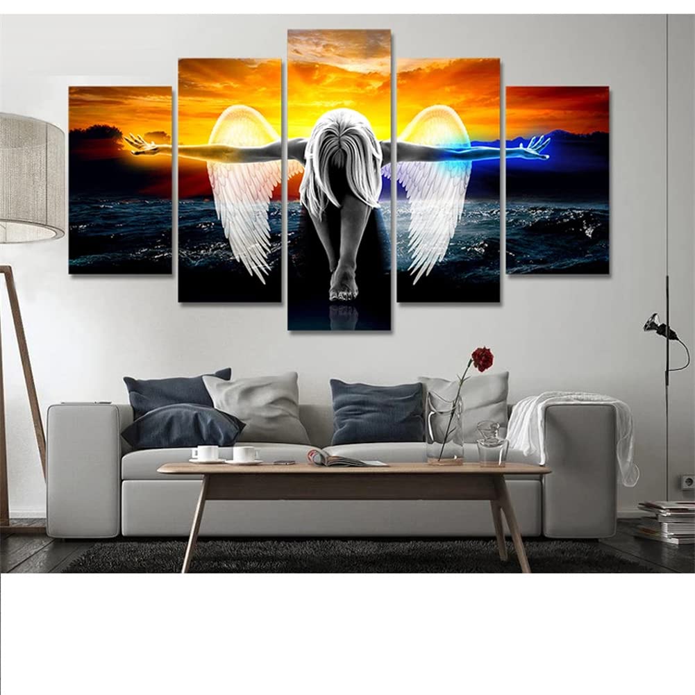 Peinture Diamant 5D Ange pour Salon | Grand Kit Mosaïque Décoration Murale