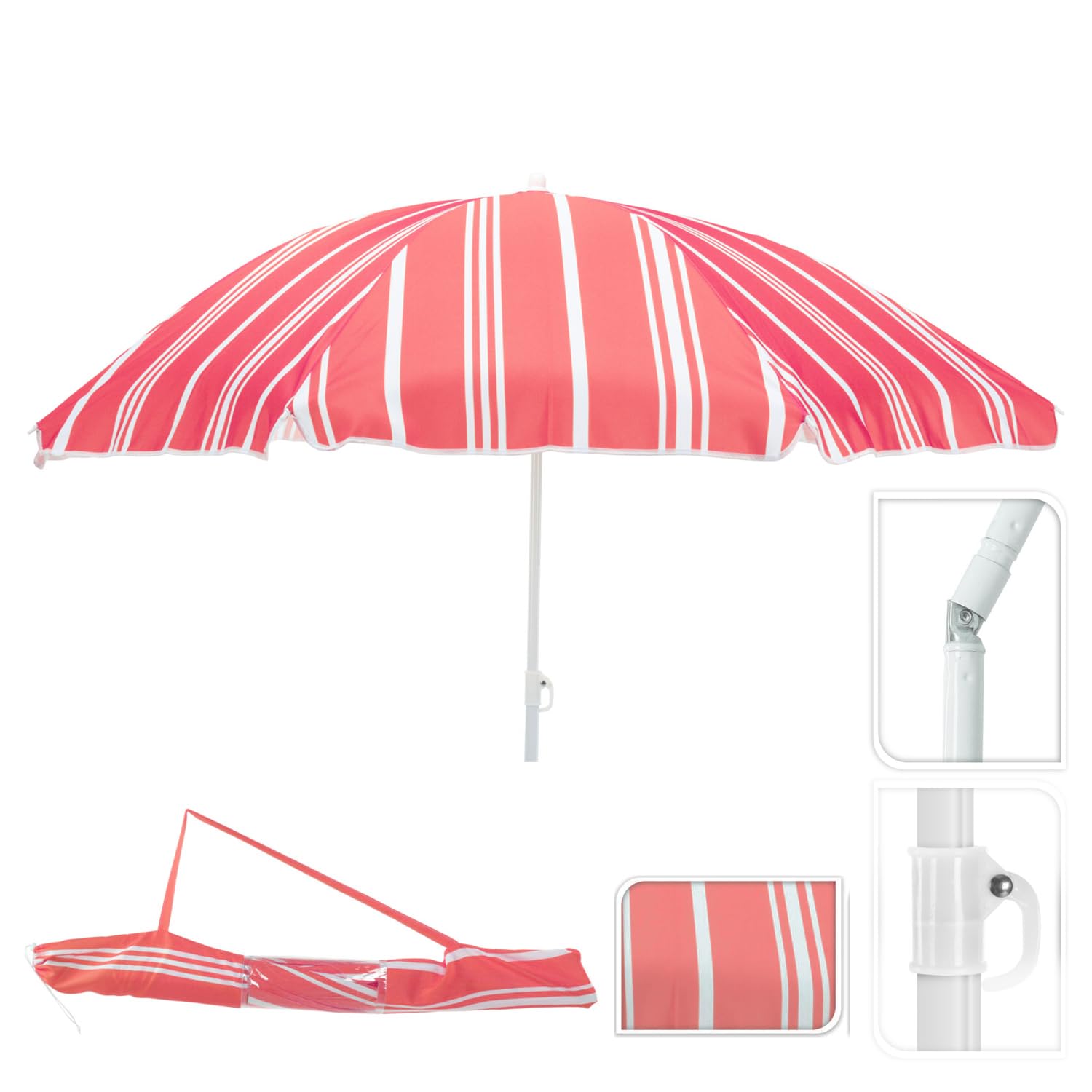 Mojawo Strandschirm Sonnenschirm Strand Schirm Sonnenschutz Gartenschirm Sonnenschutz knickbar Polyester Rot 1,80m UV Schutz