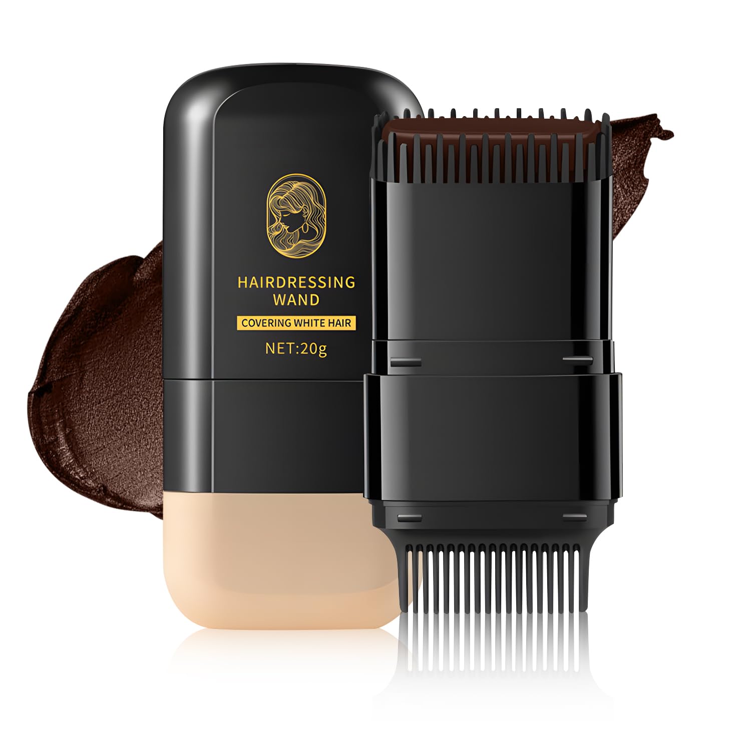 2 in 1 Hair Color Stick, Waterproof and Sweat-Proof Hair Dye Stick, Portable Color Touch-Up Hair Sticks With Comb, Cover Gray Hair Color Correction Sticks for Unisex (03# Chestnut Brown)