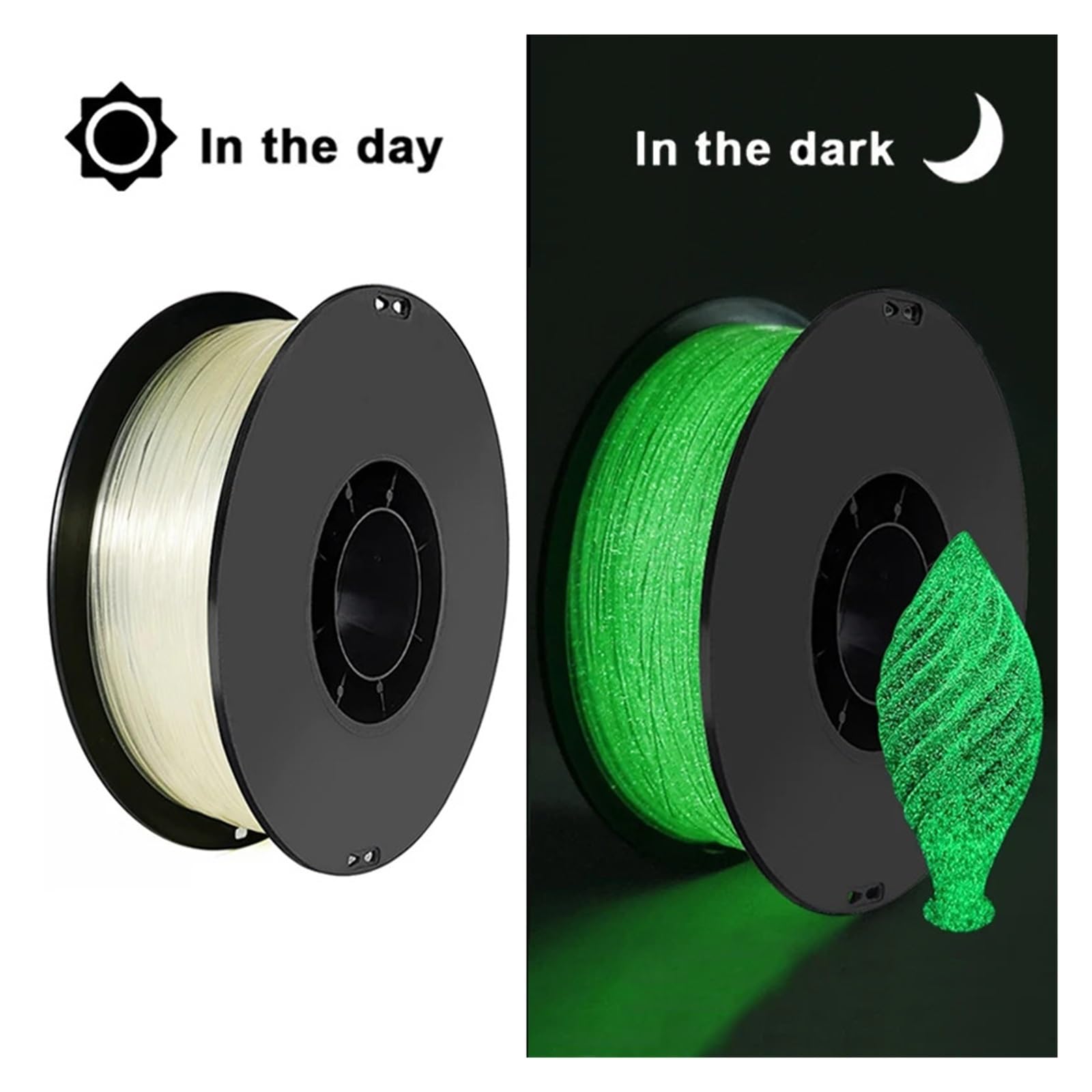 Filamento PLA for impresora 3D, 250 g / 500 g, que brilla en la oscuridad, 1,75 mm, for sublimación, color verde arcoíris luciérnaga.(Firefly green 500g)
