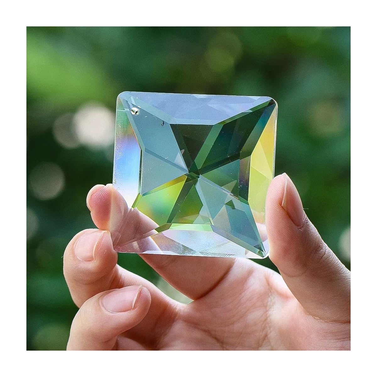 Crystal Chandelier Prism, Sun Catcher, 1pcs 50mm Hanging Faceted Square Crystal Prisms Chandelier Parts