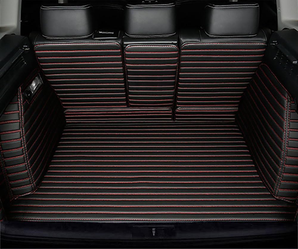 Car Trunk Mats for Toyota FJ Cruiser 2007-2016,All Weather Stripe Pu Leather Full Coverage Cargo Liners with Backrest Mat Protection Black Red
