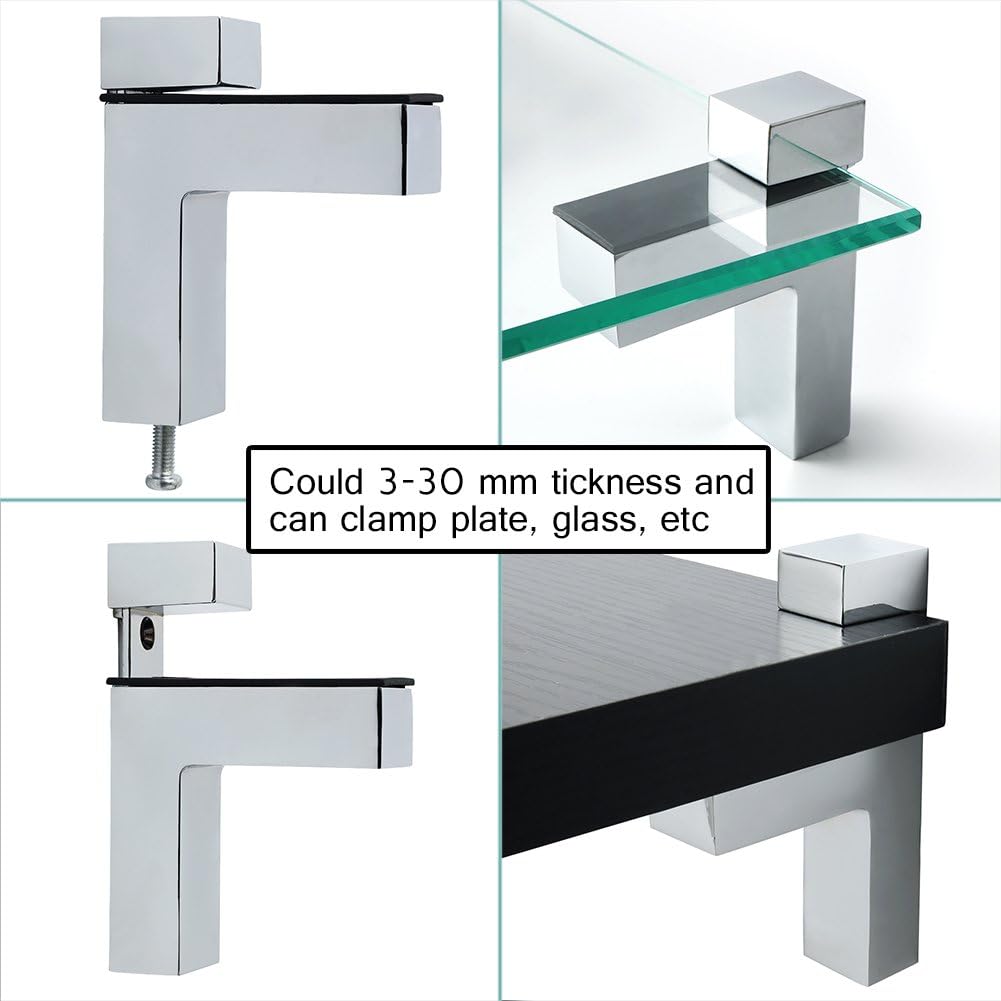 Alise 2 Pcs Adjustable Wood/Glass Floating Shelf Brackets Wall Mount,BL008-2P Polished Chrome