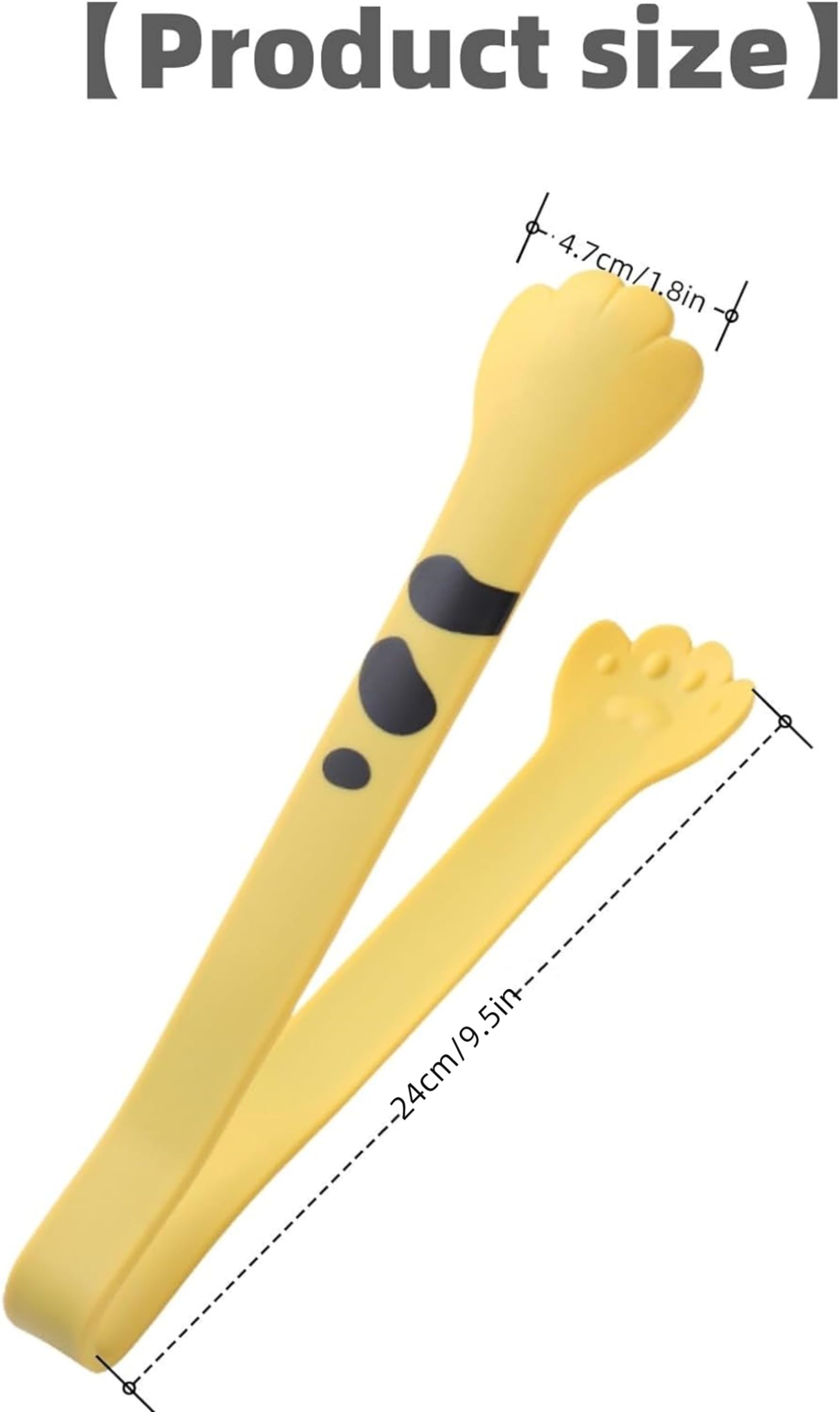 Cat Paw Tongs Silicone Cooking Tongs 7 Inch and 9.5 Inch Cute Cat Paw Shape Tongs Kitchen Tongs for Cooking BBQ Grilling Sweets cake baking,Kawaii Kitchen Accessories (yellow/9.5 Inch)