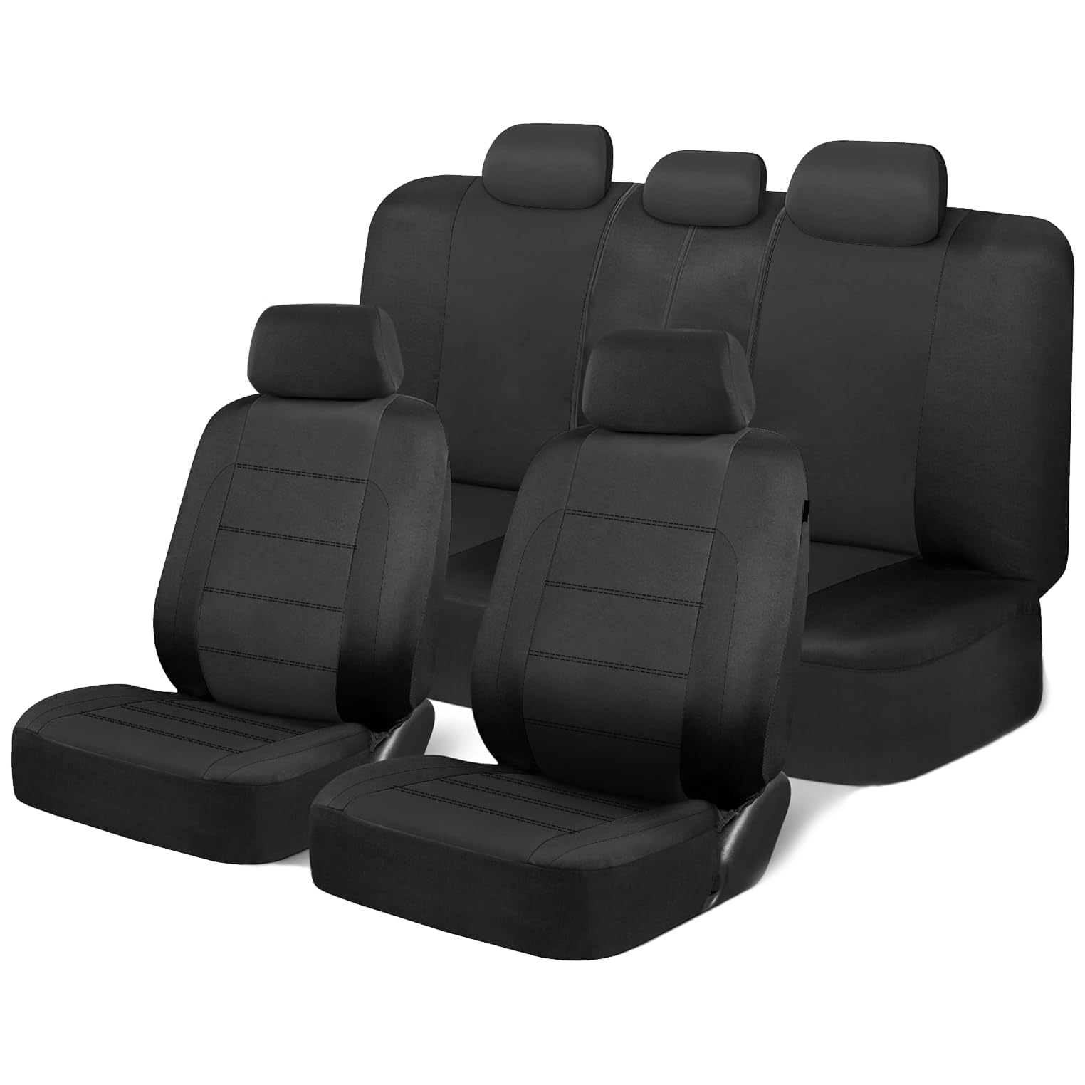 AUTOKING Car Seat Covers Full Set,Universal Size Seat Covers Fit for Most Car SUV Truck Sedan and Van,Airbag Compatible,Polyester Crimson Splicing