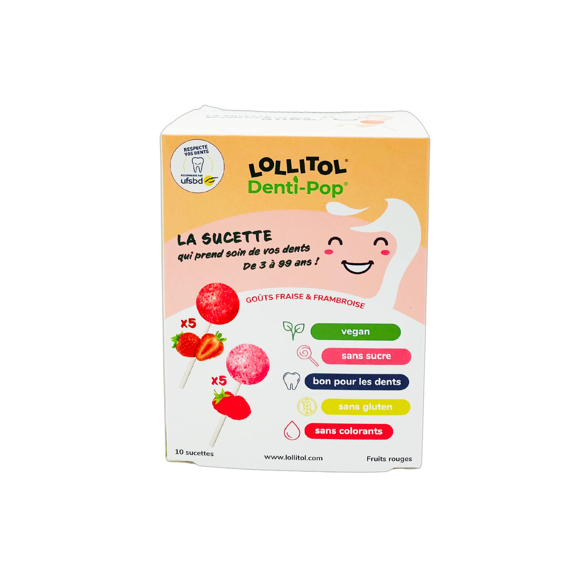 Sucettes Sans Sucre - Lollitol - Box Fruits Rouges, Saveur Fraise & Framboise - La Confiserie qui Allie Gourmandise et Bien-Être - Bonbons Sans Sucre, Vegan et sans Aspartame - Pack de 10