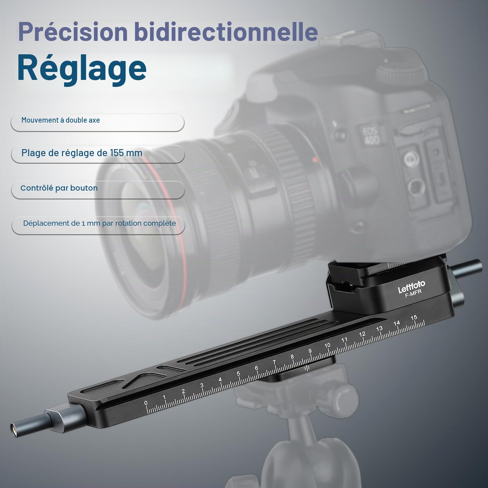 Leftfoto Glissière de mise au point macro précise et stable, ajustement bidirectionnel pour les gros plans, macrophotographie avec plaque à dégagement rapide en queue d'aronde Arca-Swiss
