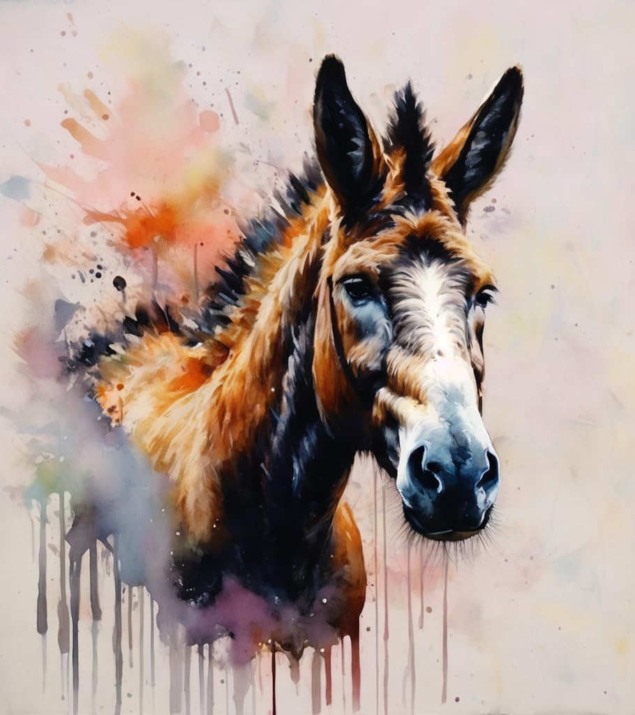 ZMHZMY Paint by Number Donkey Equine Animals DIY Oil Painting Paint by Number Kit for Adults Beginner DIY Canvas Acrylic Painting by Numbers Painting Arts Craft for Home Decor