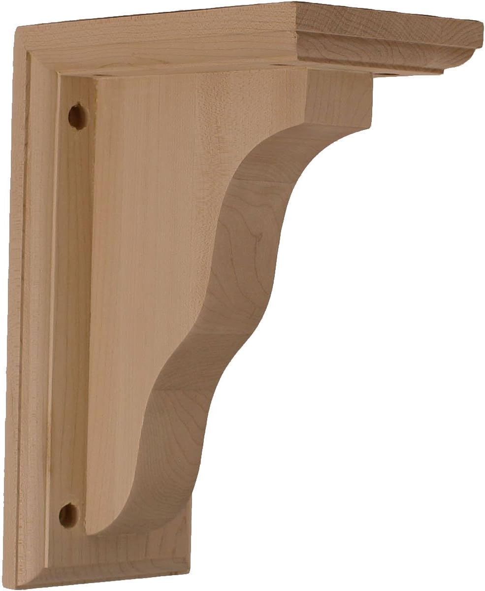 Ekena Millwork BKT03X07X09HAMA-CASE-4 Hamilton Traditional Bracket, Maple-Ready to be Stained
