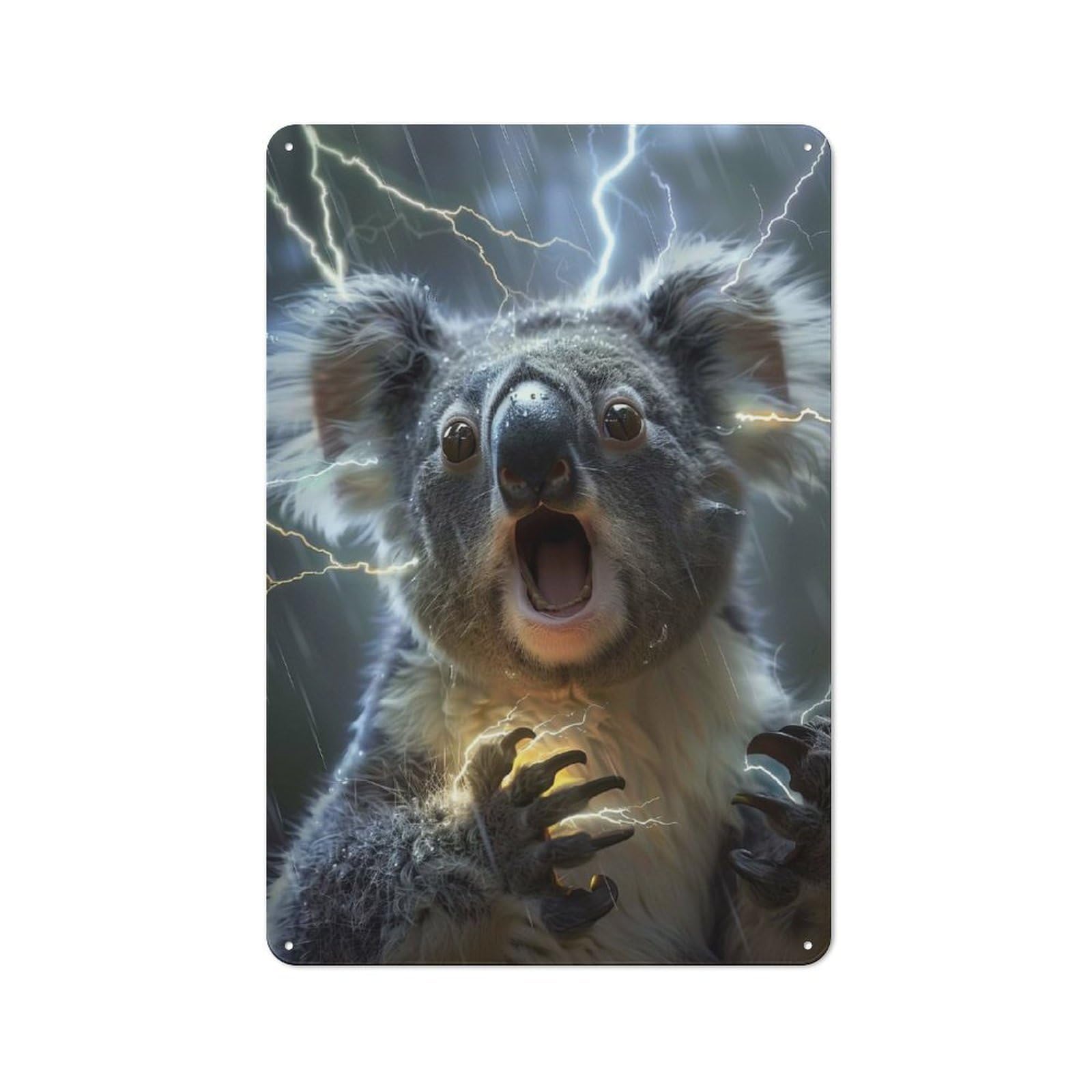 Koala Lightning Workshop Style Metal Wall Decor 30x20cm, Garage Metal Sign for Workshop, Basement, Shed Or Games Room