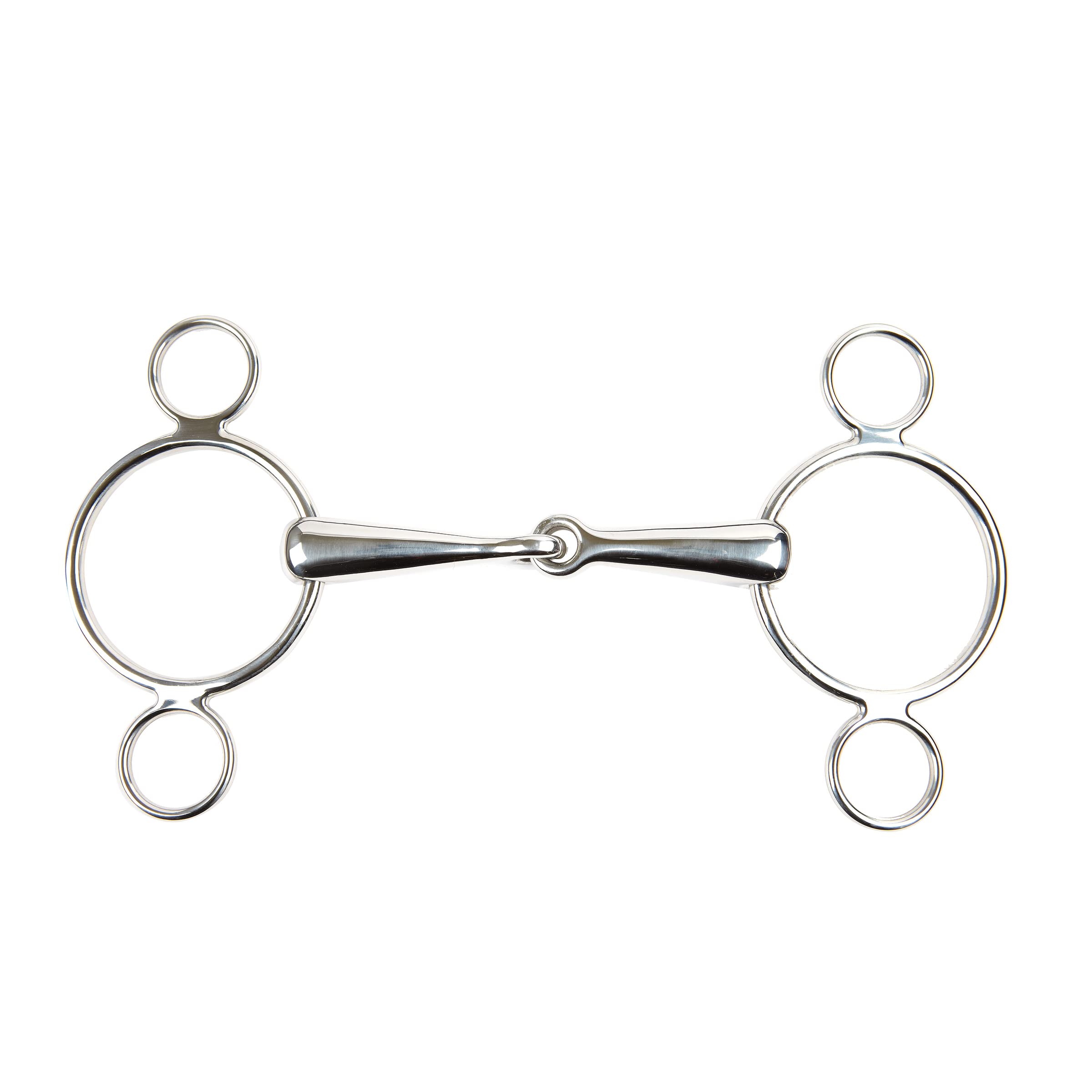 Korsteel Stainless Steel Solid Jointed Mouth 2 Ring Continental Gag Bit, 5.5