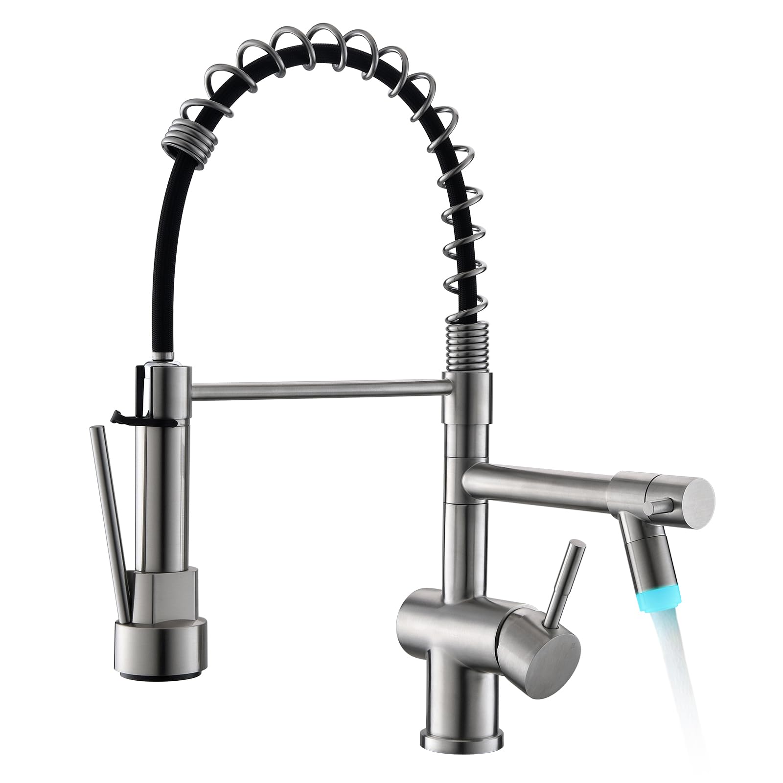 Robinet de cuisine LED anti-brûlure à douchette extractible pour nettoyer les grands faitouts