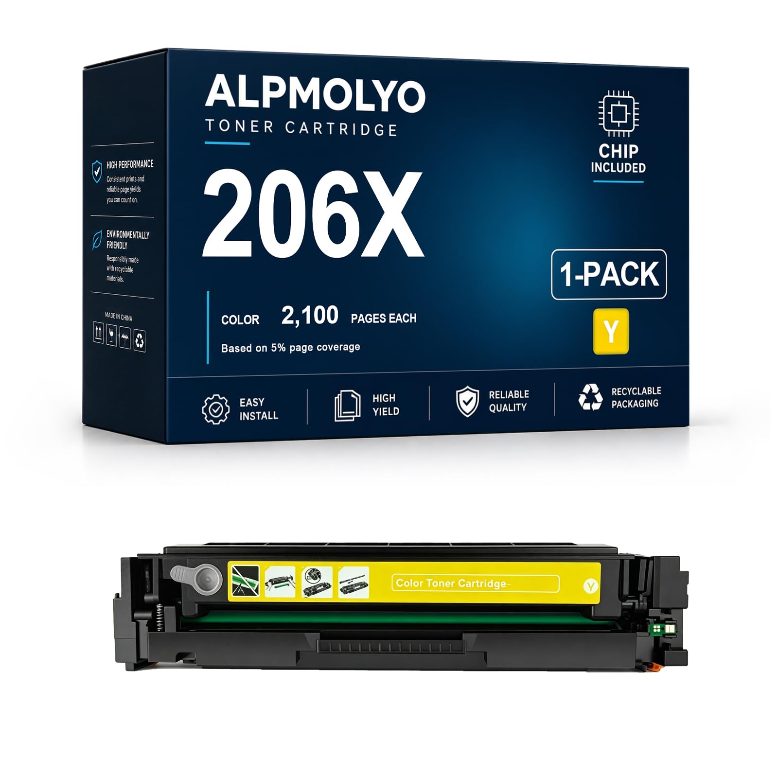Sostituzione della cartuccia di toner ad alta resa 206X per W2110X W2111X W2113X W2112X, compatibile con HP M255DW/M255NW/M282NW/M283DW/M283FDW, con chip