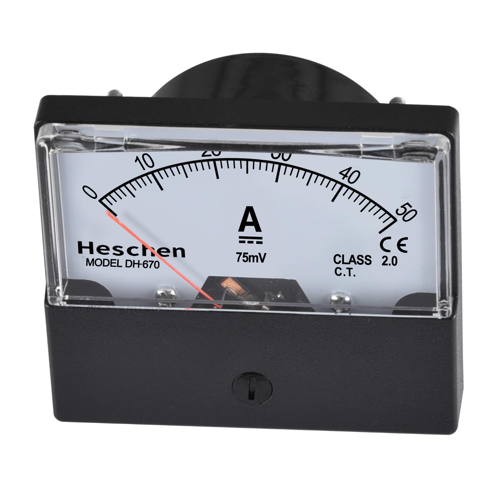 Heschen Amperometro Tester rettangolare da pannello DH-670 DC 0 – 50 di classe 2,0 con Shunt.