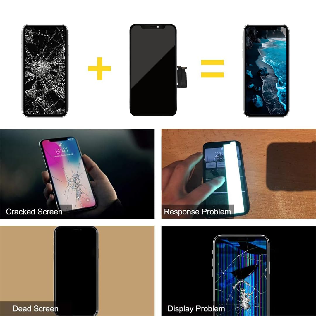bokman Schermo per iPhone XR Nero, 6.1'' Touch Screen Digitizer LCD con Kit di Riparazione, Modello A1984 A2105 A2106 A2107 A2108