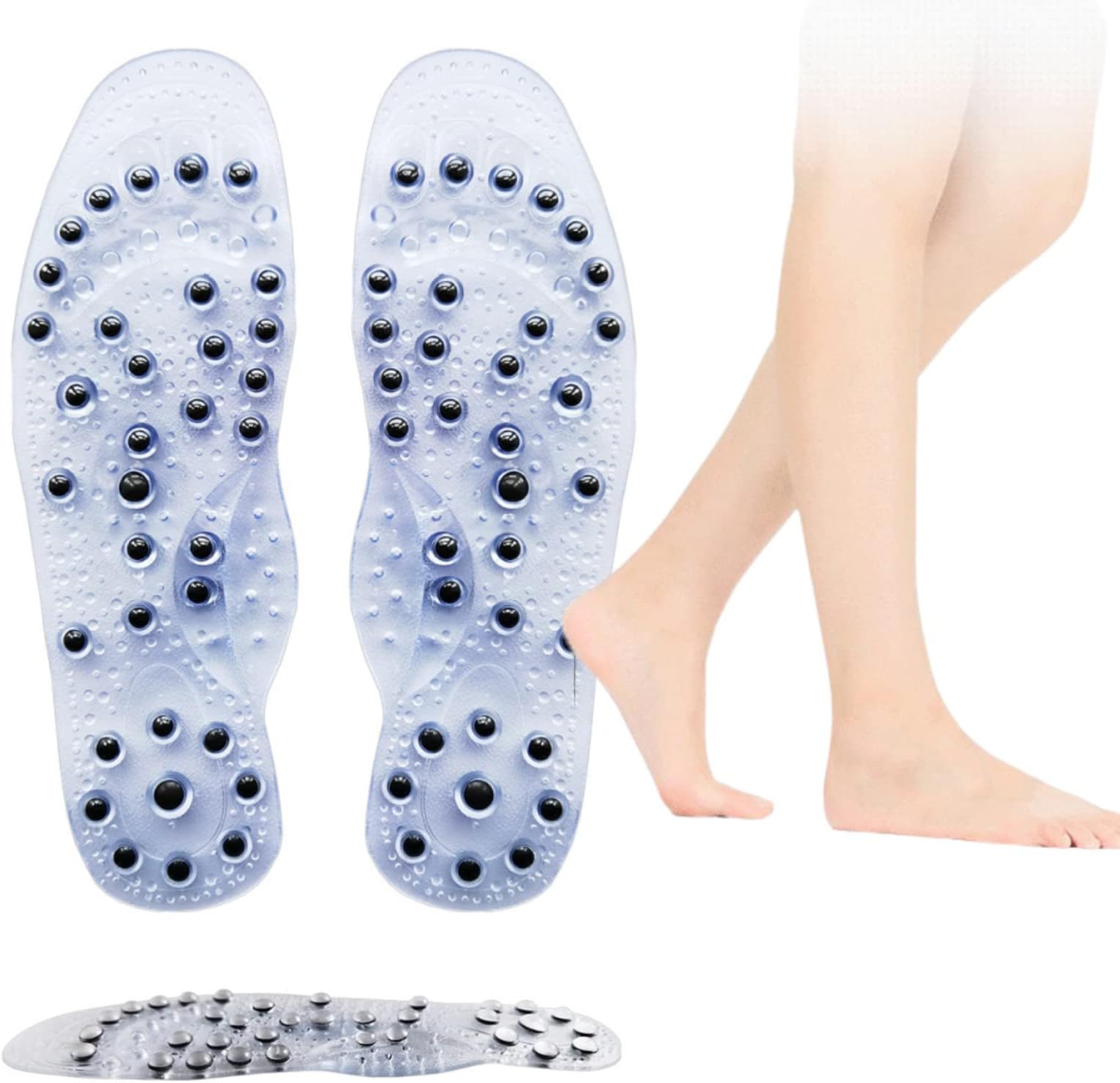 Genryu TitanVein Far Infrared Tourmaline Acupressure Insoles, Magnetic Insoles, Orthopedic Insoles for Acupressure, Improve Blood Circulation, Can be Cut Freely (Transparent)