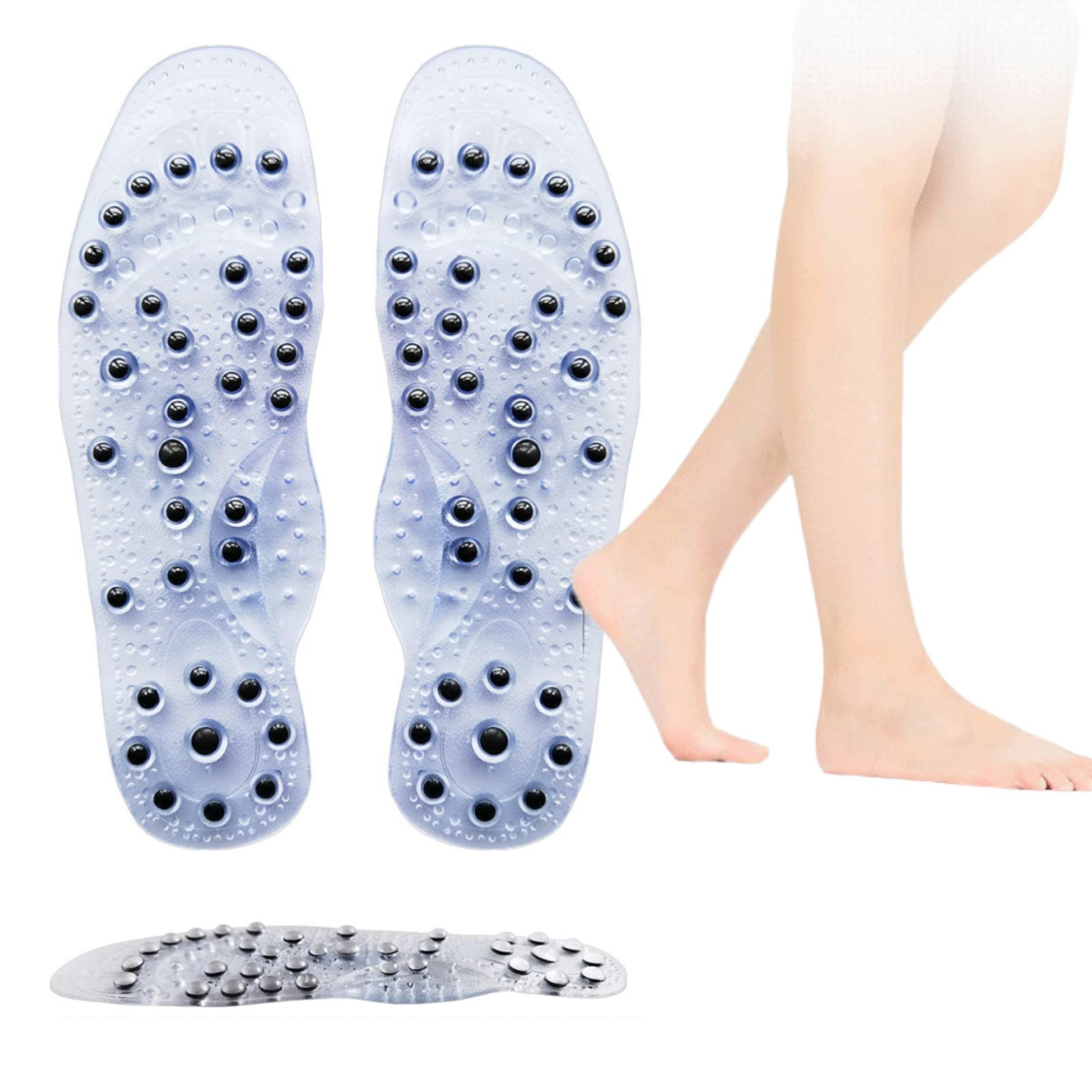 Genryu TitanVein Far Infrared Tourmaline Acupressure Insoles, Magnetic Insoles, Orthopedic Insoles for Acupressure, Improve Blood Circulation, Can be Cut Freely (Transparent)