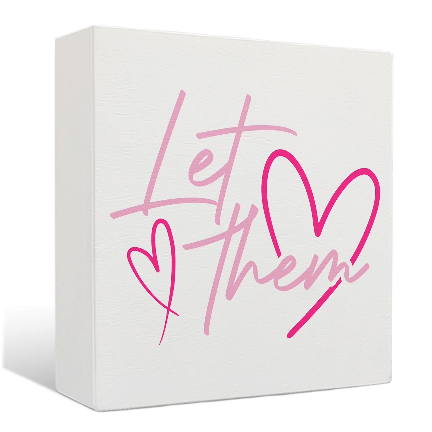 Nrleey Let Them Wooden Sign - Funny Office Decorations for Work, Therapy Office Decor, Mental Health Decor, 5 X 5 Inches, Pink