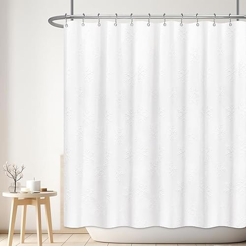 Miniatura 8 de Cortina de ducha de copo de nieve de Navidad con patrón 3D para decoración de baño, juego de cortina de ducha de tela blanca de Navidad,