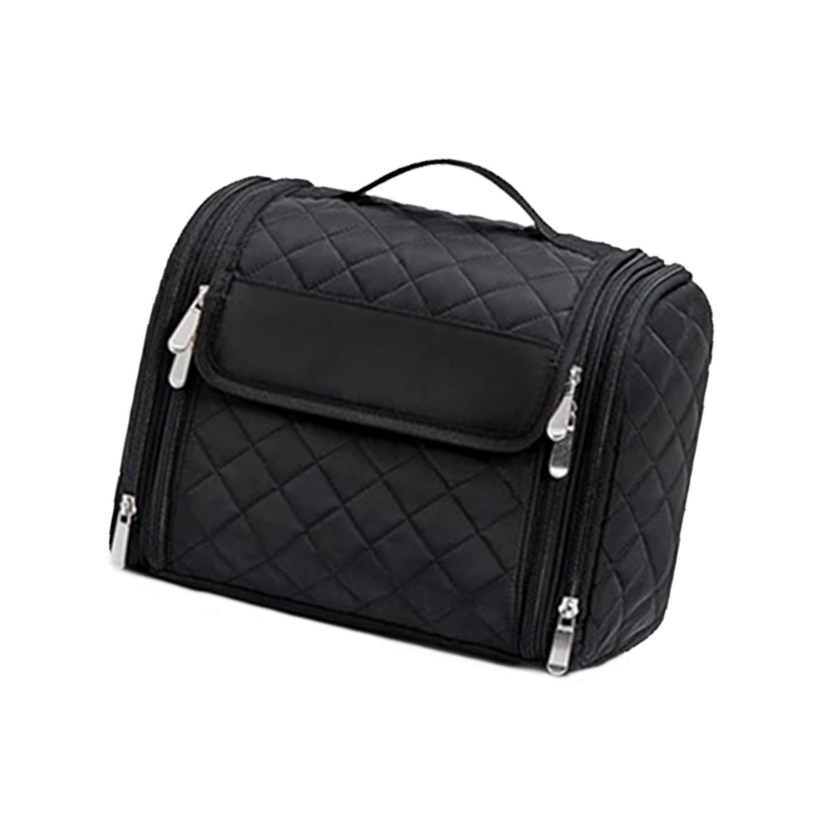 jojomis Große Kulturtasche, Kosmetik-Organizer, tragbar, Mehrzweck-Nylon-Kulturbeutel, Make-up, Reiseetui für Camping, Damen und Herren, Schwarz