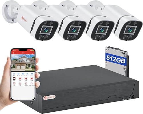 8CH H.265+ 3K Lite Sistema de cámara de seguridad CCTV con cable con detección de vehículos humanos, 4X IP68 5MP cámara de vigilancia para