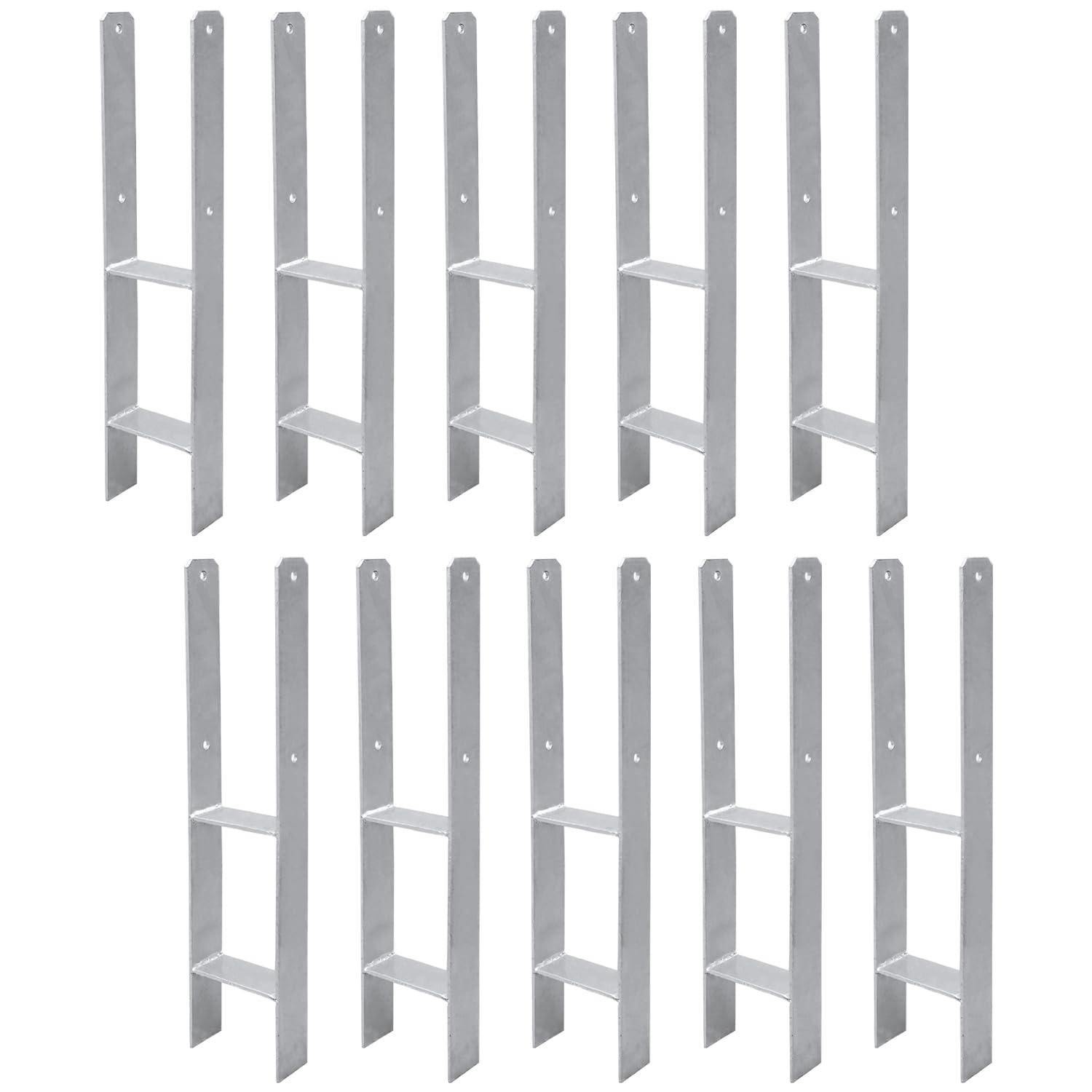 Gimisgu Anclajes para postes en H, 10 unidades, anclaje en H, para postes en H, para valla e invernadero, postes de madera cuadrados (81 x 600 mm)