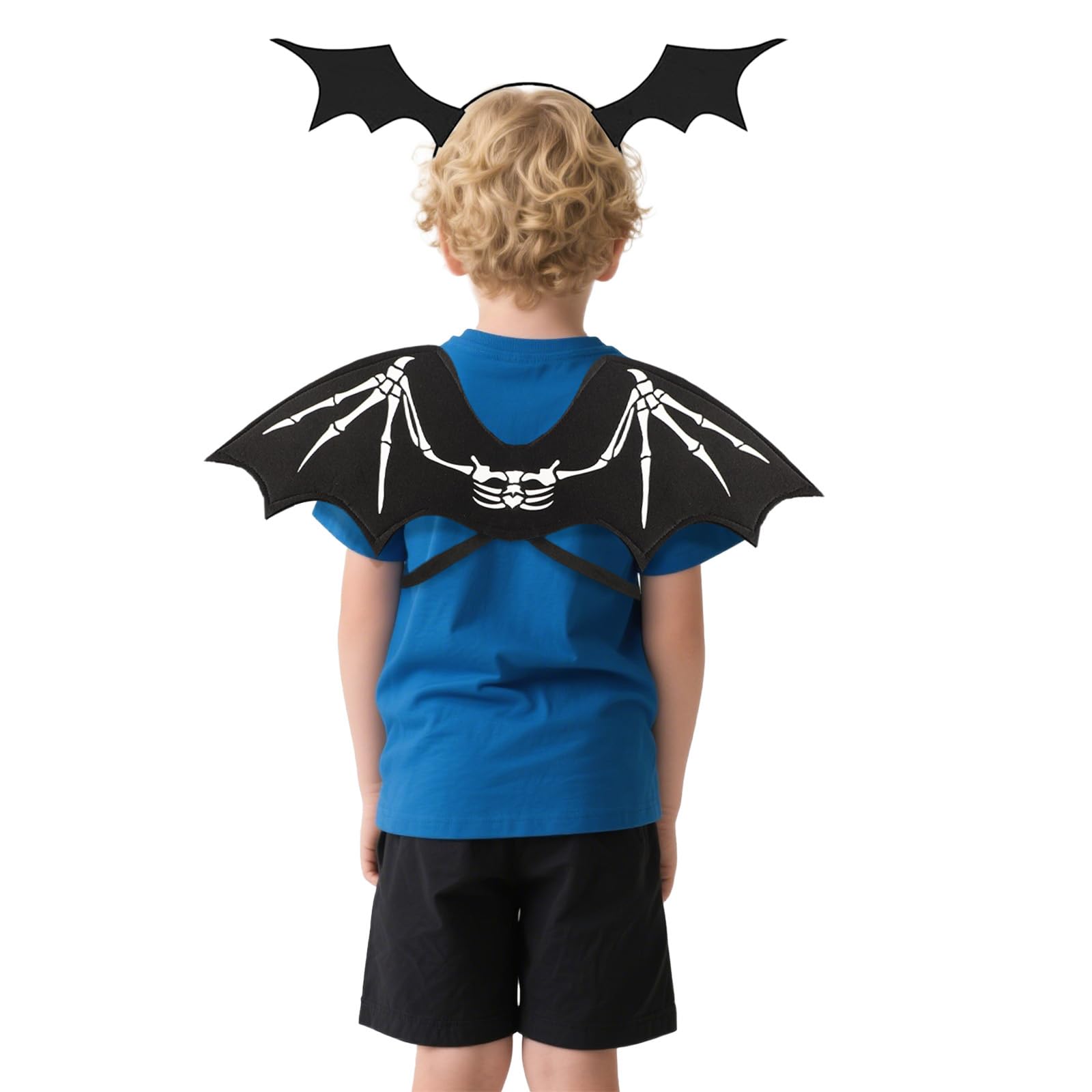 Kids Halloween Black Demon Devil Angel Wings Gothic Bat Wing Costume Accessory for Boys Girls Fancy Dress Cosplay School Play Party Prop - Image 3