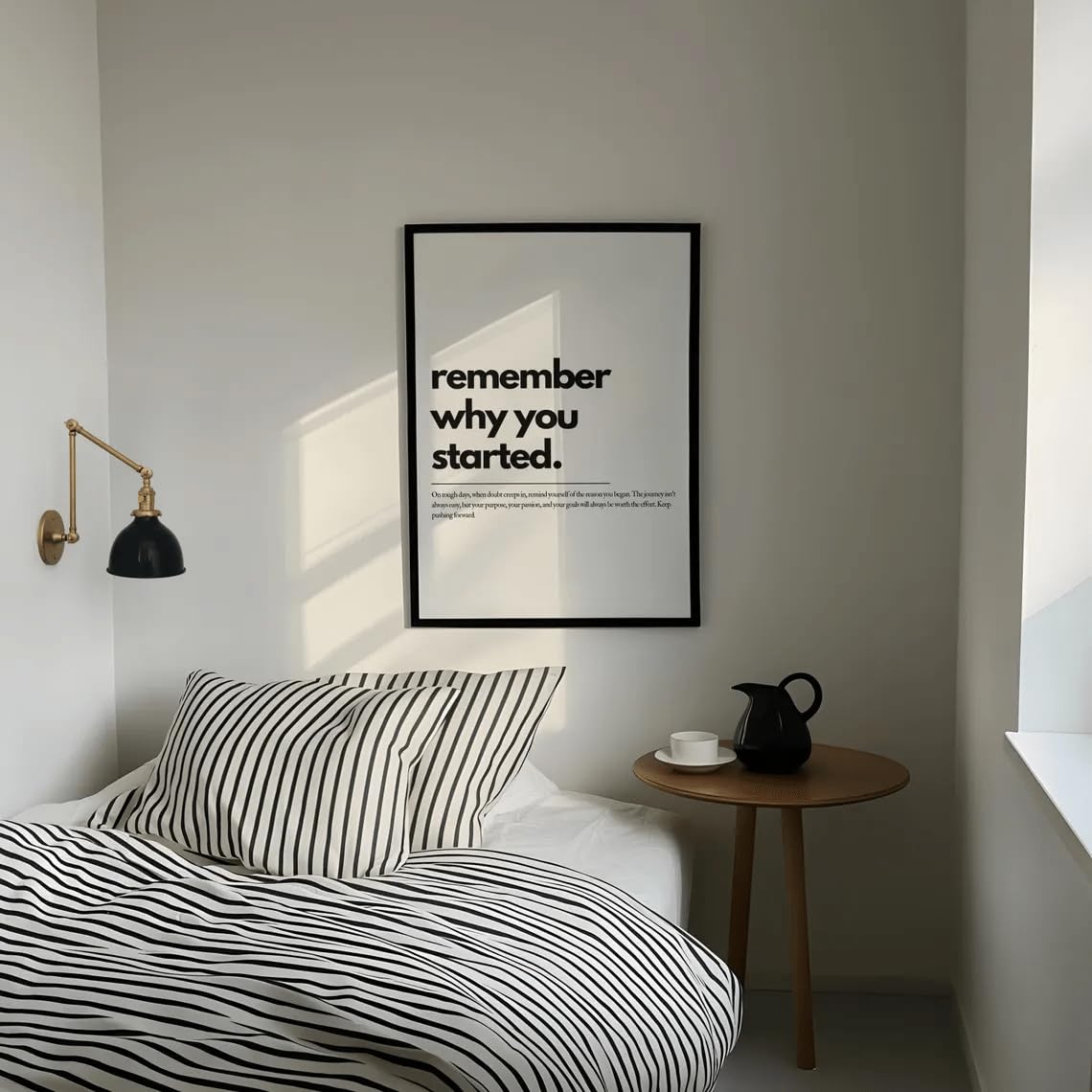 GLWDMH 1 pezzo 20 x 30 cm Remember Why You Started Motivational Quote Dipinto su tela, poster artistico da parete e stampa, immagine da parete per soggiorno, camera da letto, sala da pranzo (con