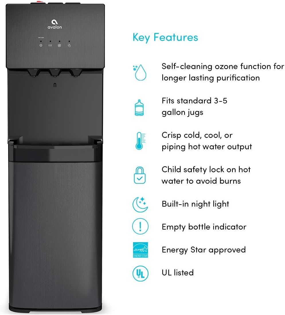 Avalon A3BLK Self Cleaning Bottom Loading Water Cooler Dispenser, 3 Temperature-UL/Energy Star Approved-Black Stainless Steel : Everything Else