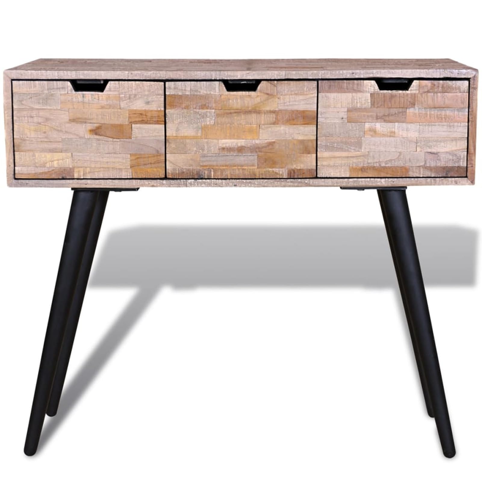 Homgoday Mesa Consola con 3 cajones de Madera de Teca reciclada Mesas auxiliares de salón,Mesa Consola Recibidor Mueble de Entrada Estrecha Clásica