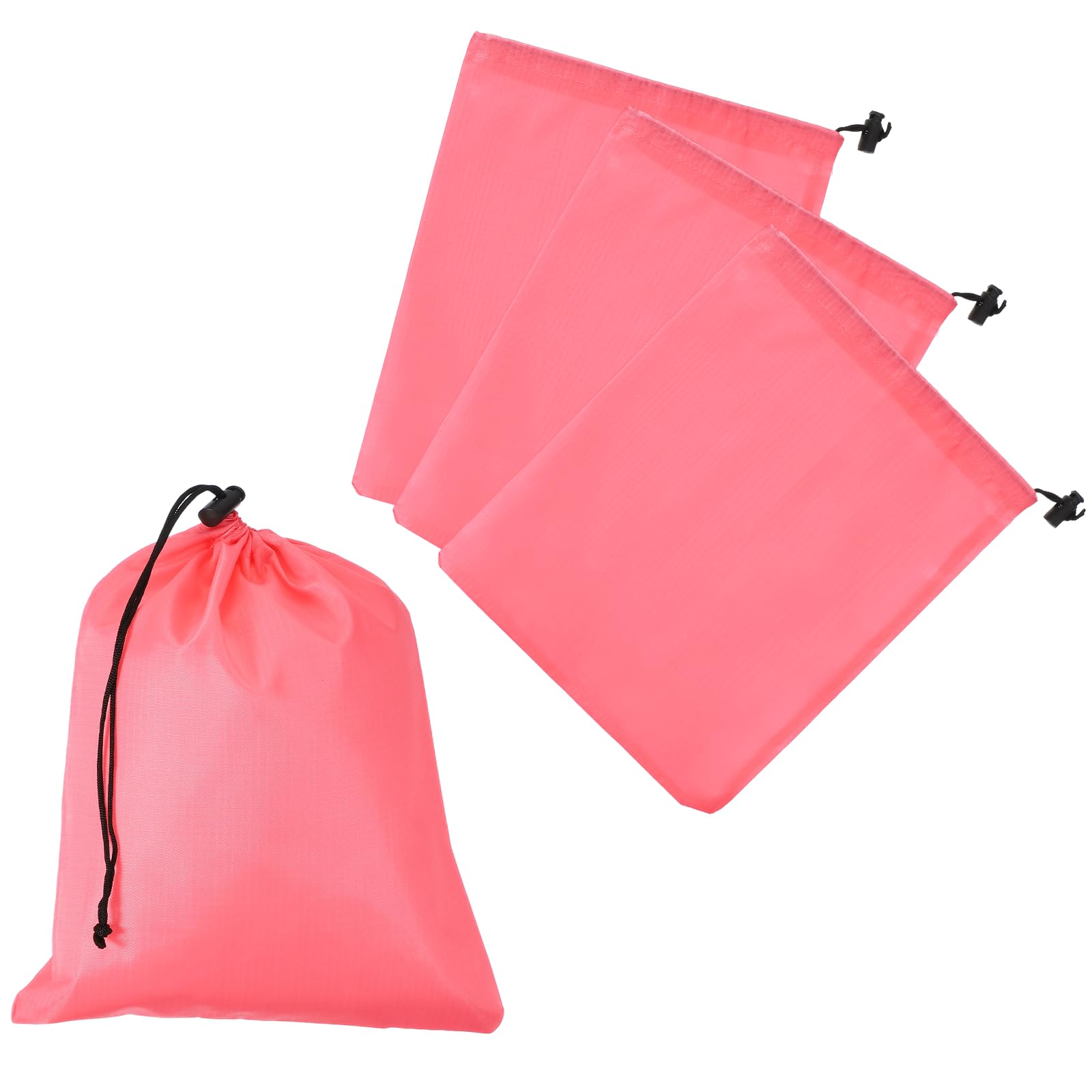Drawstring Bag with Toggle, Stuff Sack String Waterproof Travel Storage Bags Cinch Stuff Pouch -Fitting for (Gym/Traveling/Hiking/Yoga/Office/Shoes) 12 x 10 &amp; 4 Pack &amp; Pink