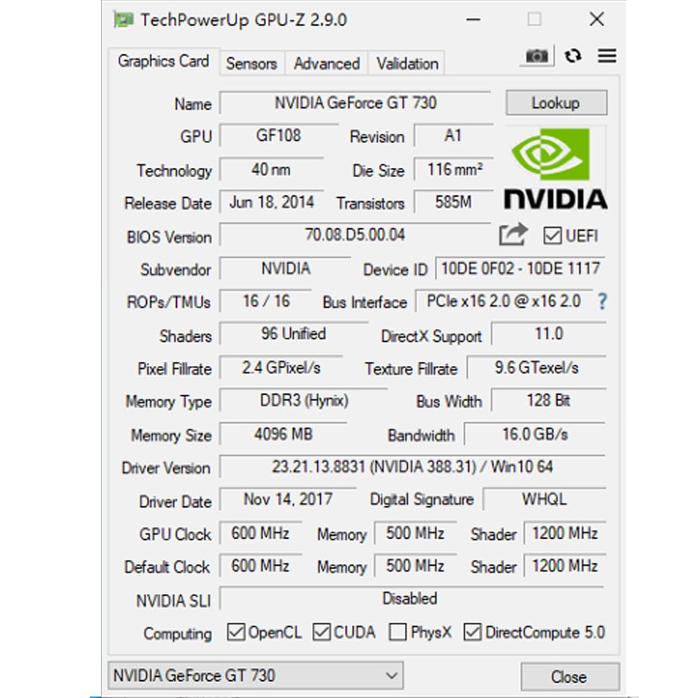 QTHREE GT 730 - Tarjeta gráfica DDR3 de 4 GB (128 bits, Dual HDMI, VGA, perfil bajo, GPU para ordenador, tarjeta gráfica de escritorio para PC, DirectX 11)