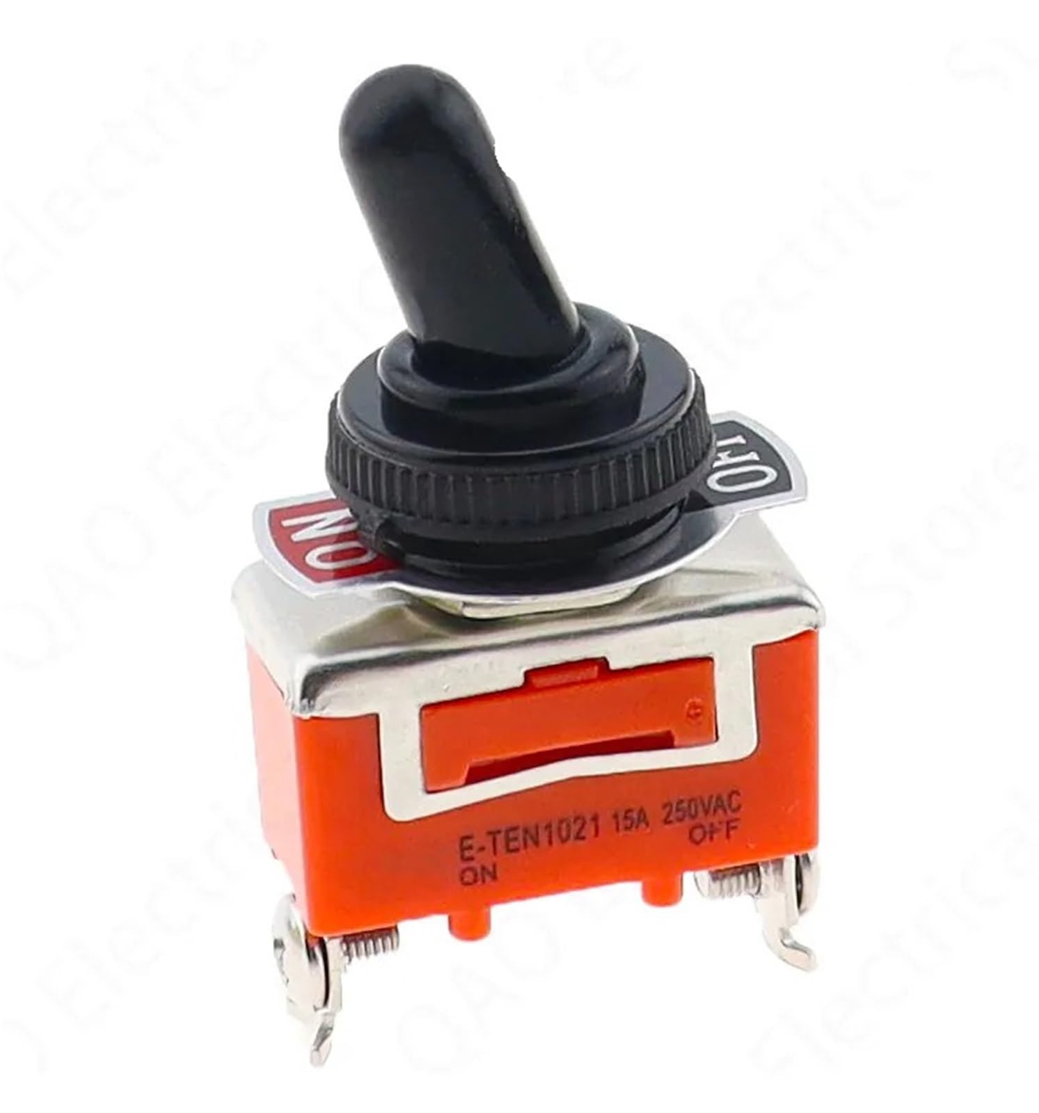 E-TEN1021 2-Pin 2 Terminal ON-OFF 15A 250V Toggle Switch Orange 10Pcs(E-TEN102 and Cap)