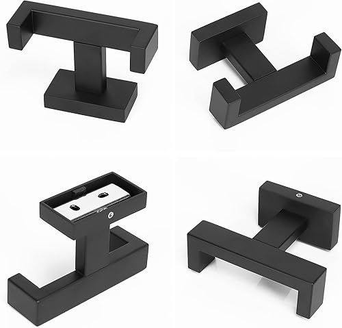 Miniatura 3 de NearMoon Gancho doble para toallas de baño, soporte cuadrado de acero inoxidable SUS304, resistente al óxido, doble gancho para baño, sala de estar,