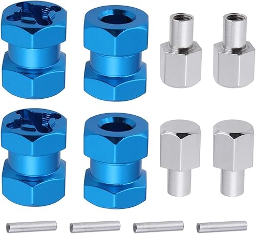 Hobbypark - Paquete de 4 cubos de transmisión hexagonal de rueda de 0.472 in, acoplador combinador de aluminio de 0.591 in, extensión de Azul