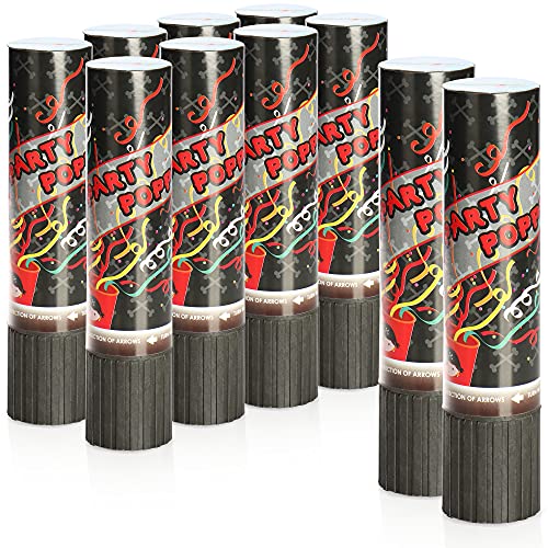 com-four� 10x Juego de Disparos para Fiestas - Ca��n de Confeti - Confeti Brillante de Colores para Nochevieja, Fiesta, cumplea�os - Bomba de Confeti 20,5 cm (10 Piezas - Pirata)