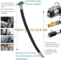 Vista 5 de 2 PCS Locking Air Chuck with Air Hose and Standard Tire Valve Fine Thread, Air Inflator Hose Adapter for Twist On Convert to Lock On Connection