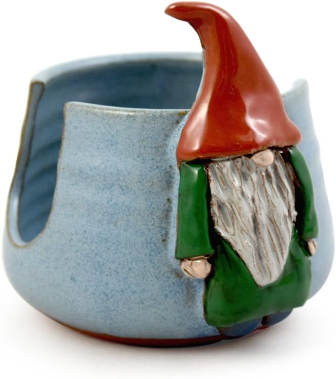 American Handmade Pottery Kitchen Sponge Holder, Garden Gnome Motif