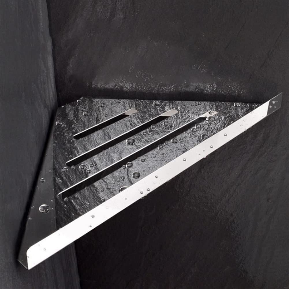 Estante de ducha esquinero de acero inoxidable montado en la pared con jabonera, soporte para champú y escurridor, estante de almacenamiento triangular a prueba de óxido para botellas de condimentos