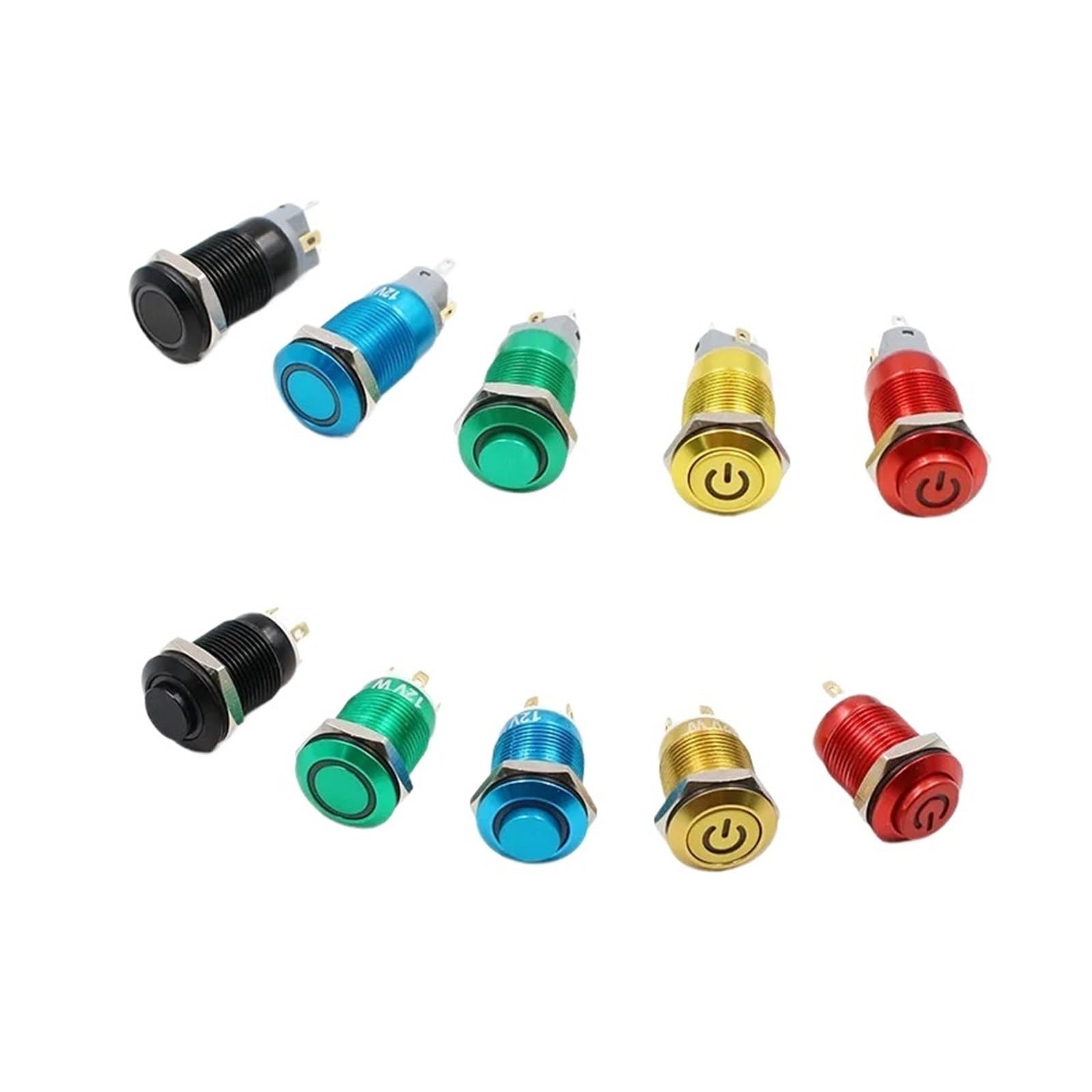 Bouton-poussoir 12mm étanche en aluminium pour commande électrique LED