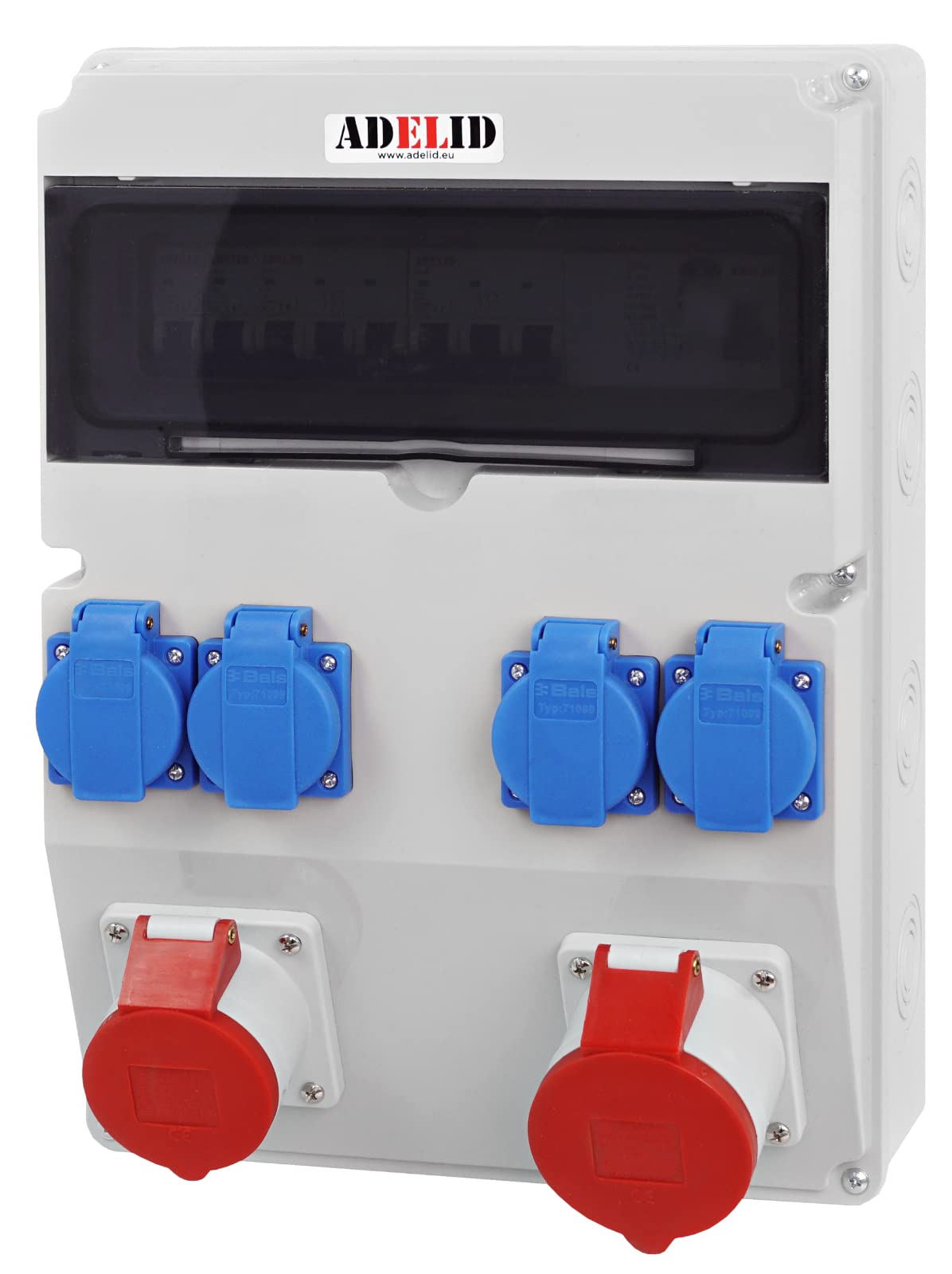 Baustromverteiler Wandverteiler 1x 32A 1x 16A 5-polig CEE 4x 230V Schuko | FI-Schalter Fehlerstromschutzschalter | Stromverteiler Starkstromverteiler IP65 | 400V Drehstromverteiler