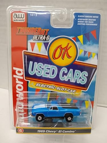 Auto World SC390-6A OK Coches Usados 1969 El Camino HO Escala Coche De Ranura Eléctrica - Azul