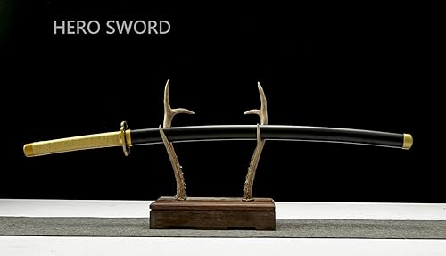 Miniatura 2 de Espada Demon Slayer, Katana samurái de acero al carbono 1060 hecha a mano, hoja de corte afilada de metal de espiga completa, espada de anime