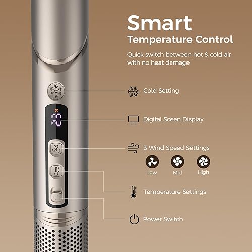 Miniatura 5 de Estilizador de Aire Caliente y Cepillo Secador 8 en 1, estilizador iónico de cabello para dar volumen, rizar, alisar, secado rápido con rizadores de